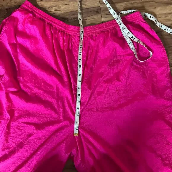 Vintage Plus Size Hot Pink Milano SportII Size 3X Shiny Windbreaker Track Pants - Picture 5 of 6